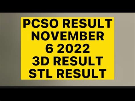 PCSO Results Nov 6, 2022, Sunday .